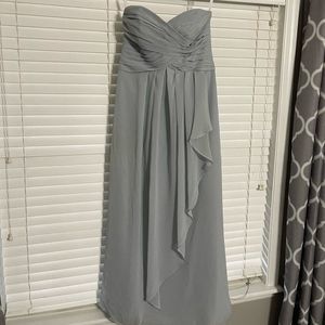 David’s Bridal: STRAPLESS CHIFFON DRESS, W10840 color Mystic size 10